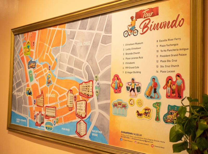 A map displaying the top landmarks to visit around Binondo. Chinatown Museum